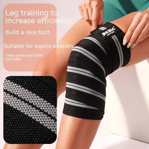 Adult adjustable knee pads for weightlifting and cycling sports protection in blue colour