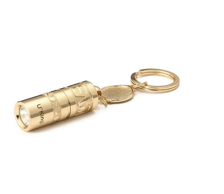 Gold zinc alloy mini waterproof LED flashlight keychain for outdoor emergency use