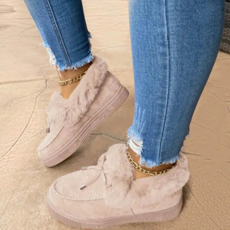 Women's casual cotton shoes with rubber sole and velvet trim in multiple colours