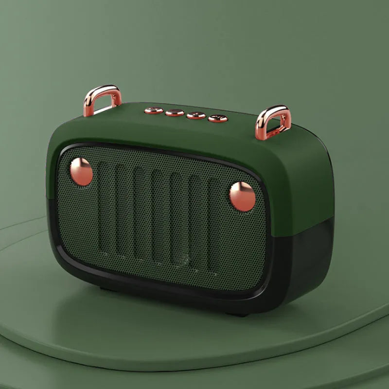 Compact portable mini speaker with subwoofer in choice of five colours showing Bluetooth and USB connectivity