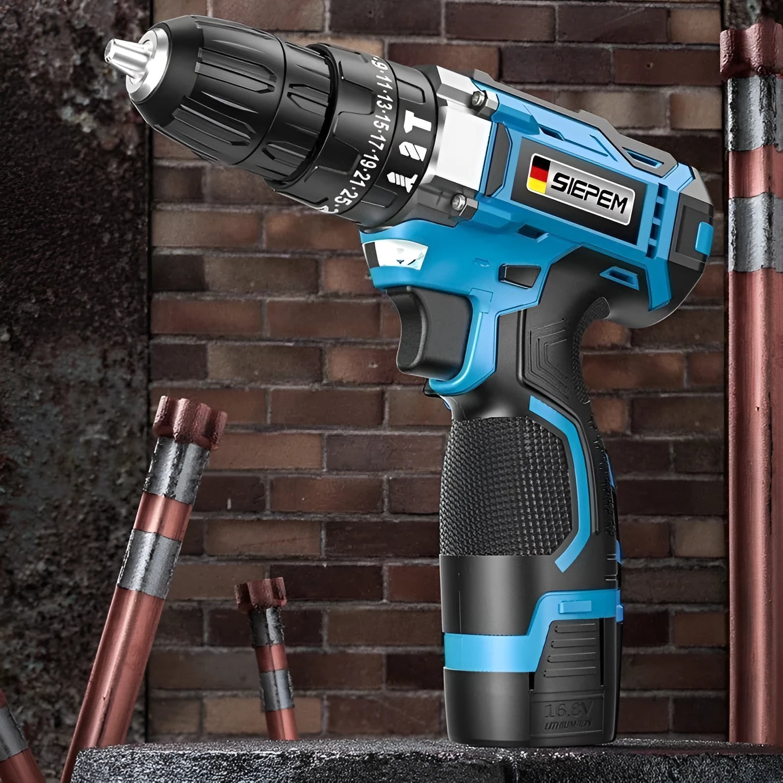 12V two-speed impact pistol drill and electric screwdriver set with storage box
