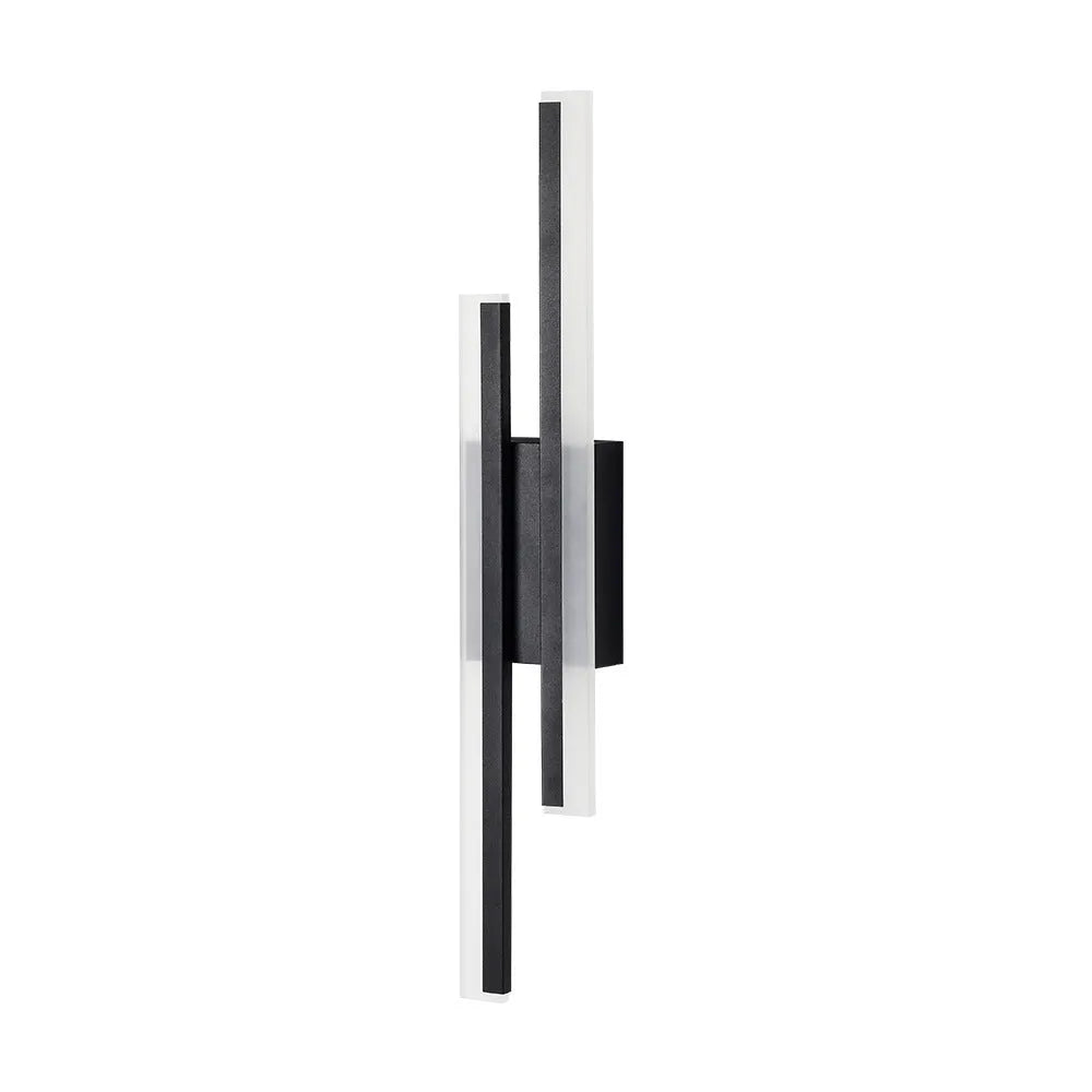 Gold finish double line wall lamp with LED lighting for stairwells and aisles