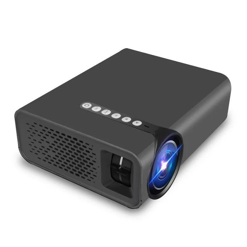 YG530 mini mobile phone projector in black or white projecting a large wireless screen image up to 138 inches