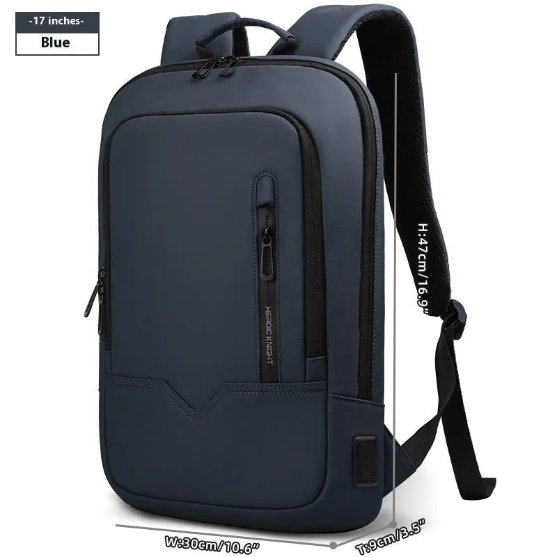 Lightweight polyester laptop backpack with USB charging port in multiple colour options