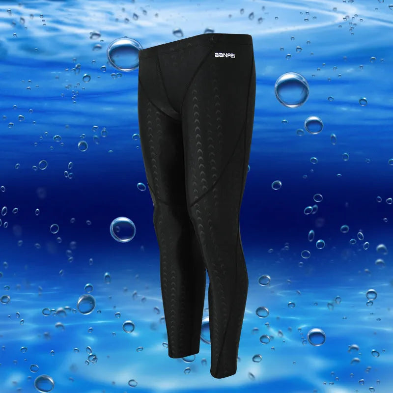 Men's black and grey line nylon cropped swimming trunks laid flat, briefs style.