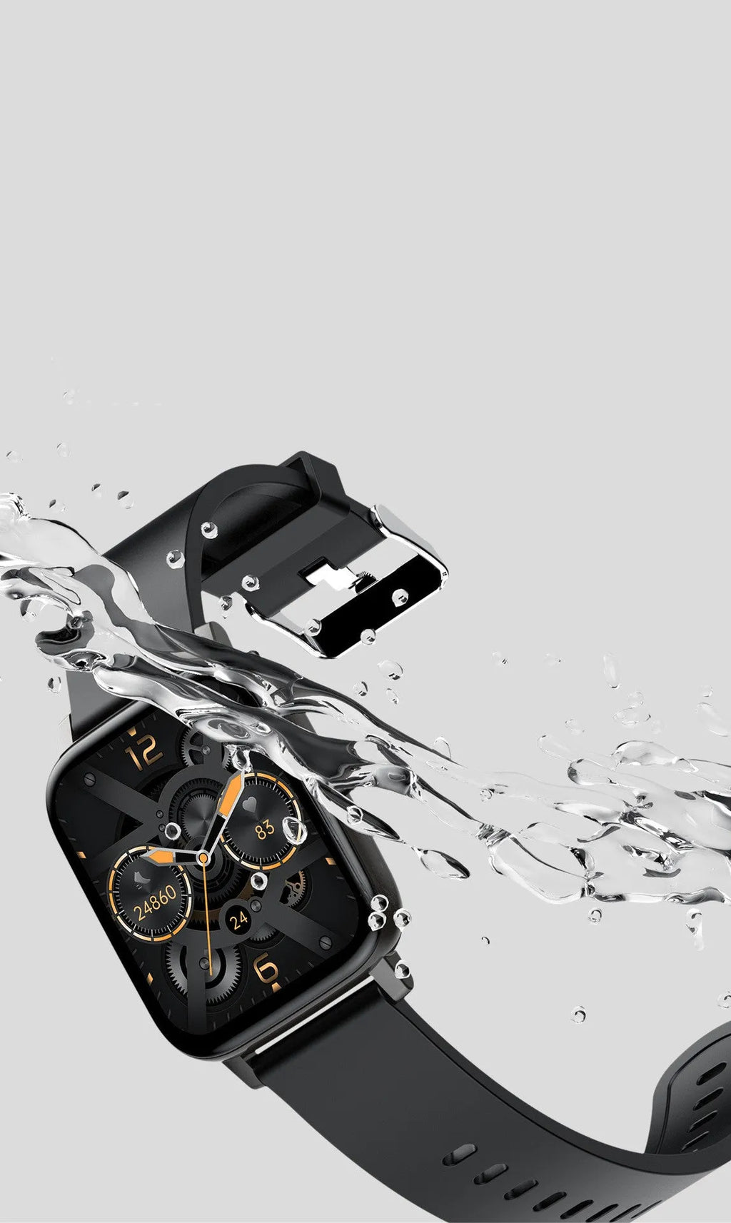 H80 sports smart watch with silicone strap on a wrist, showing a watch face displaying heart rate and blood oxygen data.