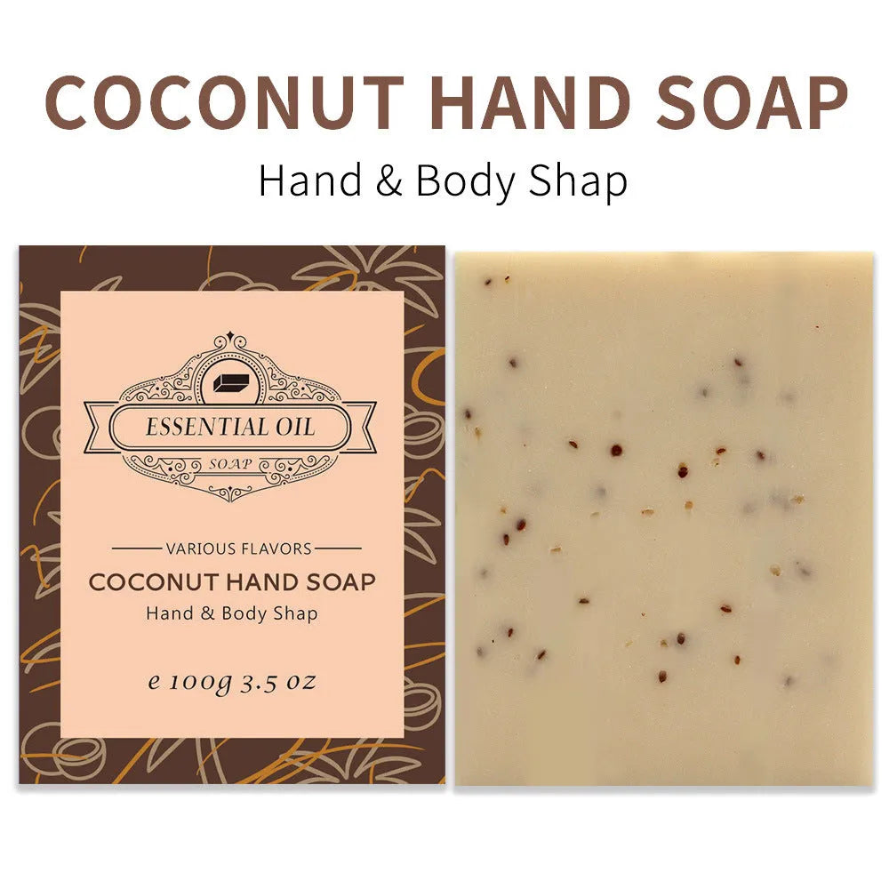 Frosted handmade essential oil soap bar in coconut, green tea, lavender, or rose scent