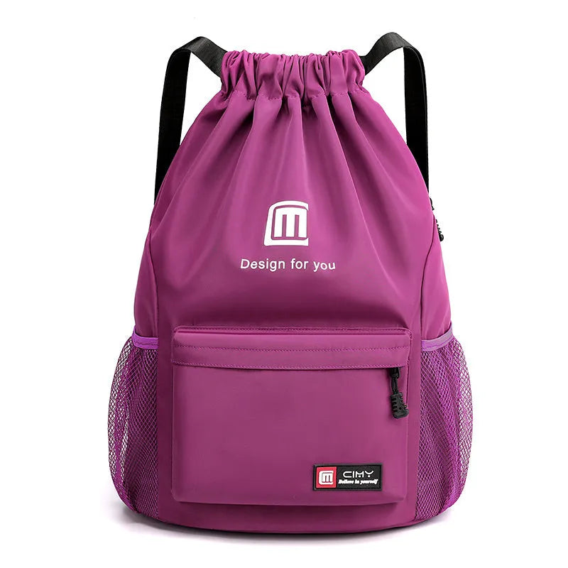 Waterproof Oxford travel backpack in multiple colours with drawstring closure and shoulder straps