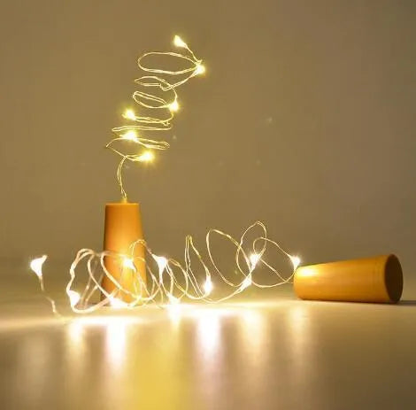 2M wine bottle light string with 20 LEDs on silver copper wire and bottle stopper