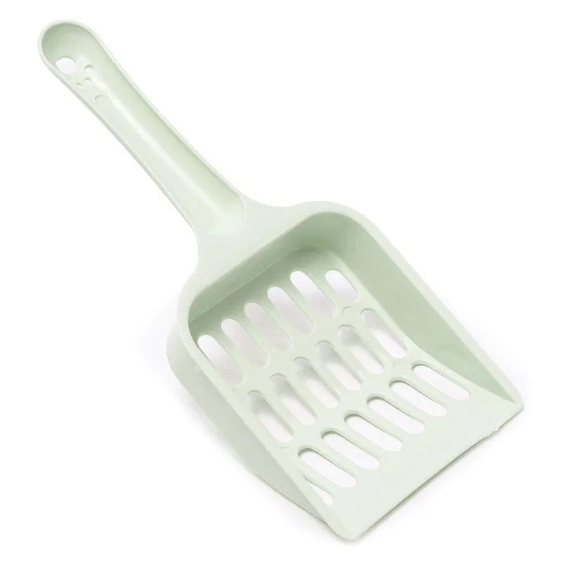 Blue plastic cat litter scoop with 20cm long handle for pet hygiene cleaning