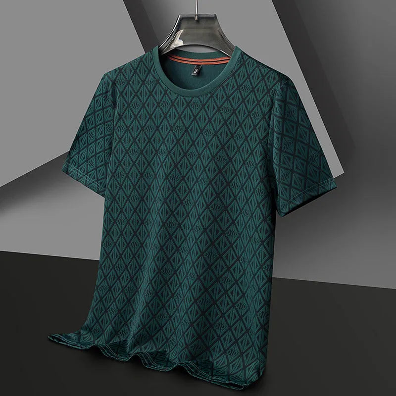 Men's loose fit ice silk short sleeve pullover t-shirt in solid colour