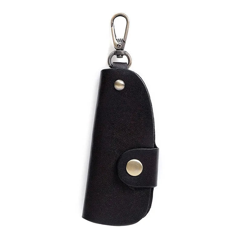 Genuine leather handmade car key case for short keys in black, brown, coffee and purplish red