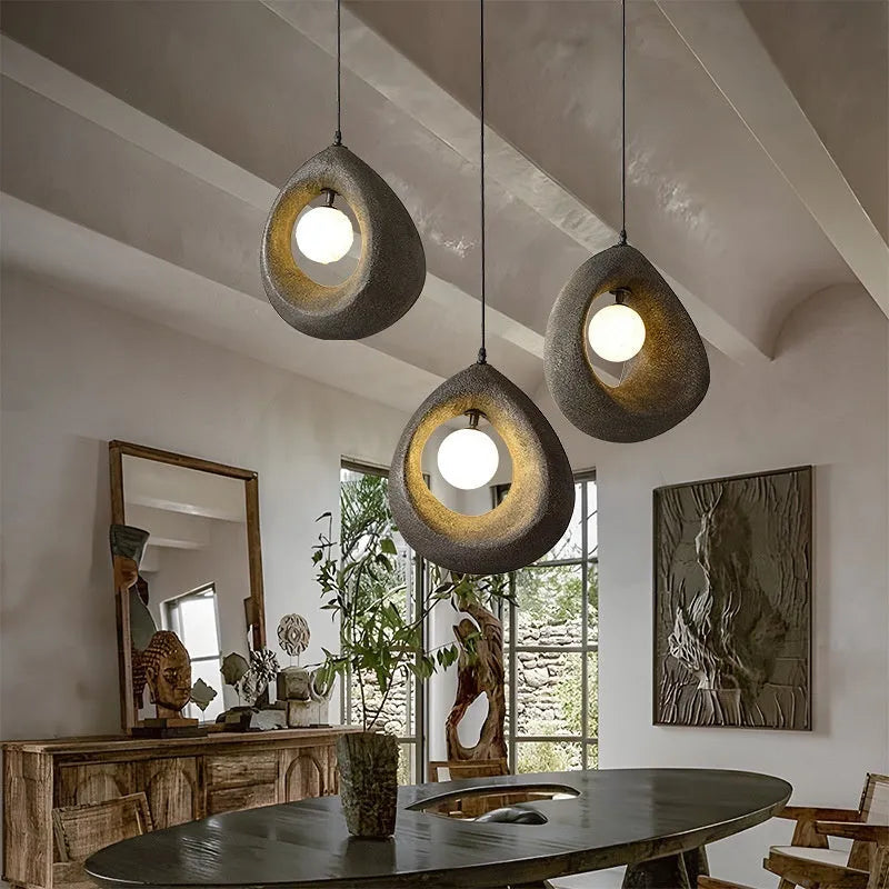 Sili Style retro modern pendant ceiling light with large milky white cylindrical shade