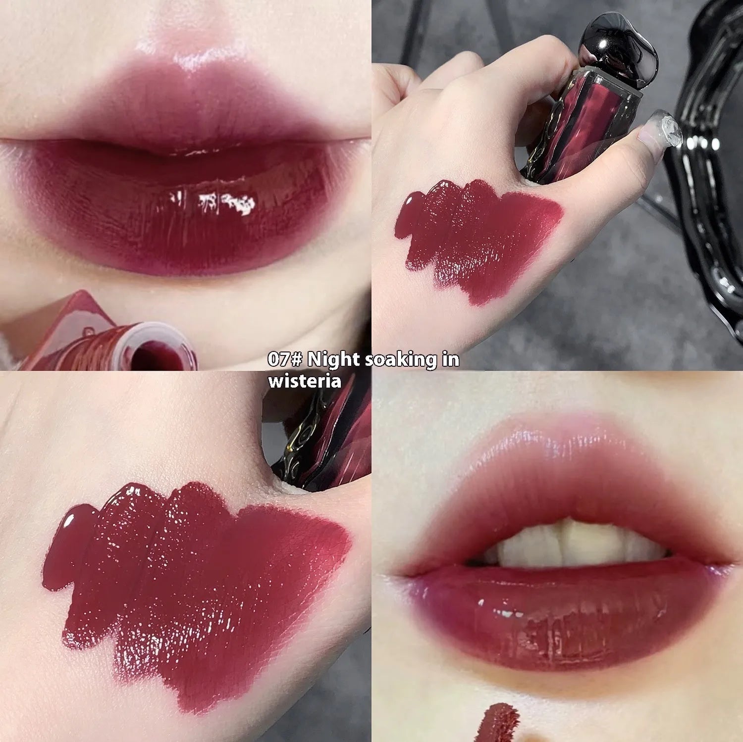 Glacier Lava mirror lip gloss tube with built-in mirror, shown in one of seven available shade numbers.