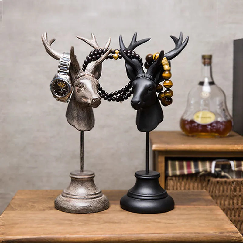 Natural resin animal figurine home decoration in black, white, or wood colour finish.