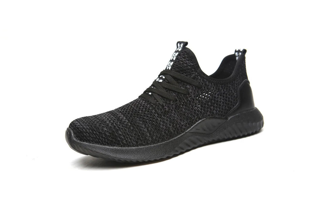 Safety work shoes with steel toe cap and anti-static features in black colour