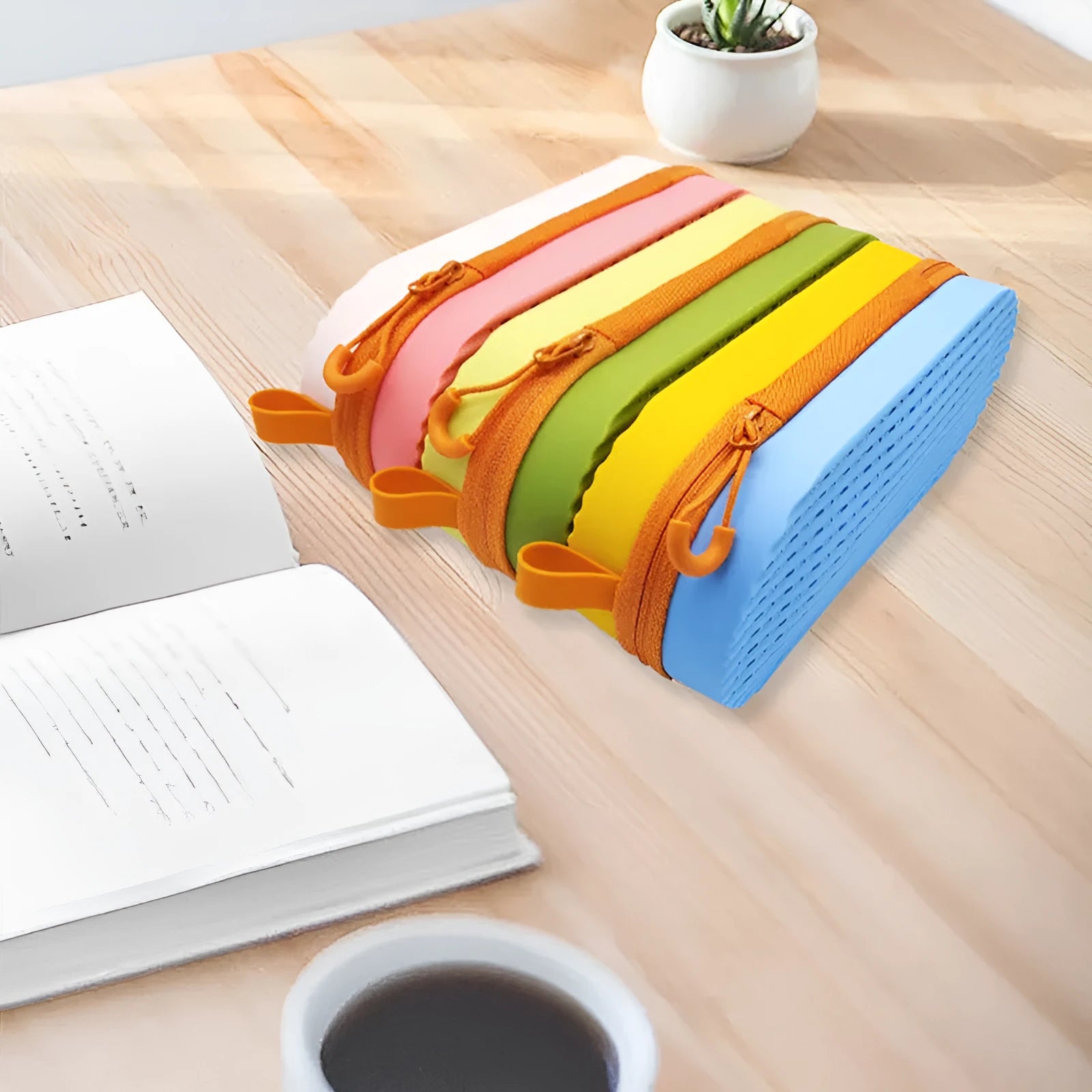 Silicone hard glasses case with a long carry handle shown in rose red light purple colour.