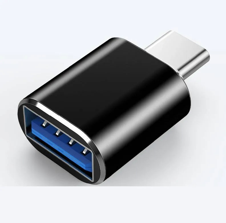 Type-C to Micro USB OTG adapter cable in black, silver, and gold colour options.