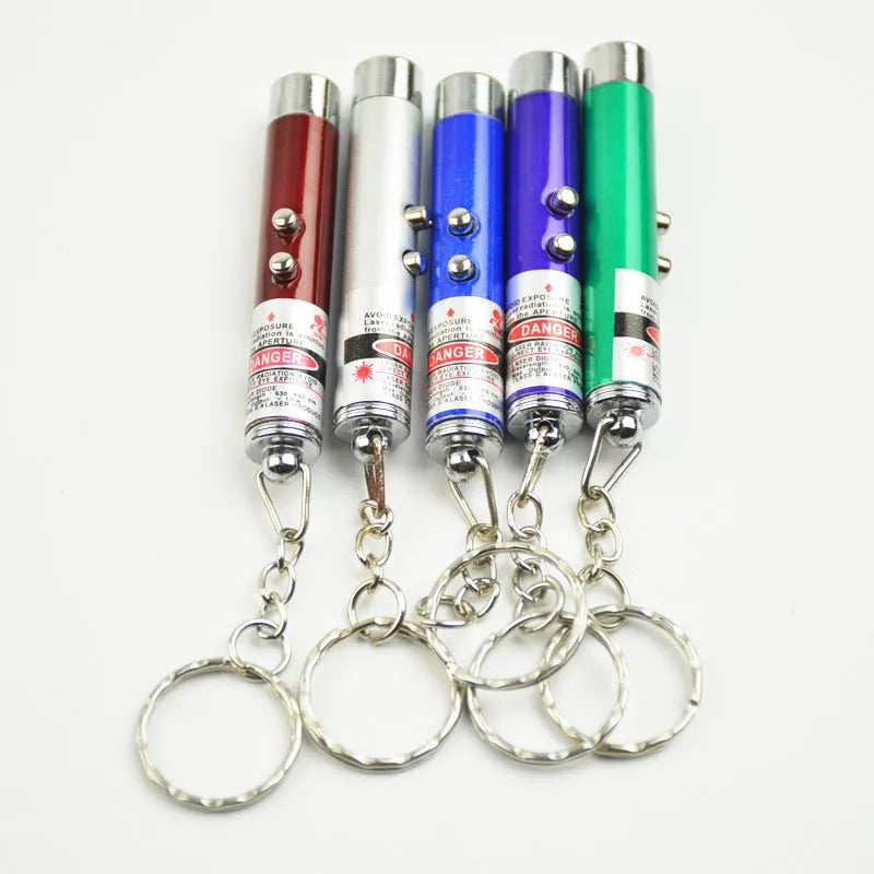 Laser cat toy stick with red 650NM infrared light in aviation aluminium alloy body on white background