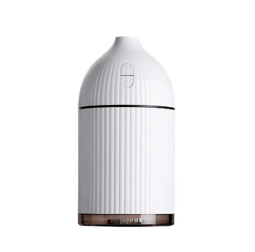 White USB-powered aromatherapy diffuser humidifier with LED light, 300ml capacity