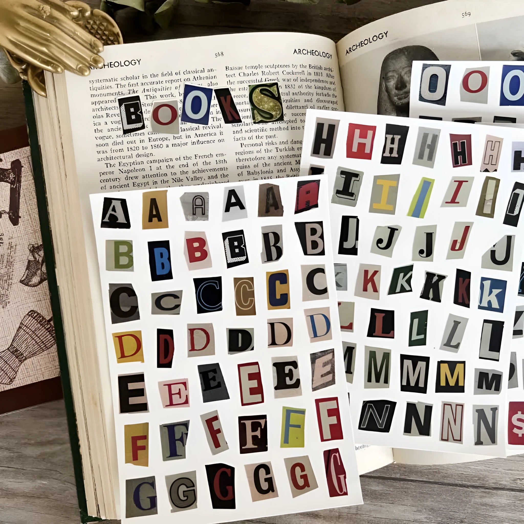 Set of cute printed English letter and weekly word stickers for labelling and crafts.