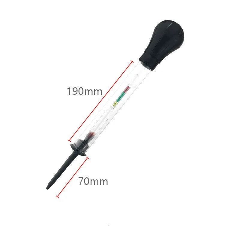 Glass electrohydraulic hydrometer for automobile battery electrolyte testing with suction type design