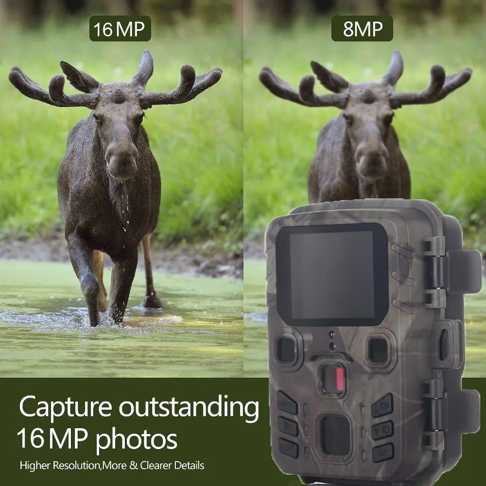 Black plastic infrared night vision monitoring device with 12MP sensor and TF card slot
