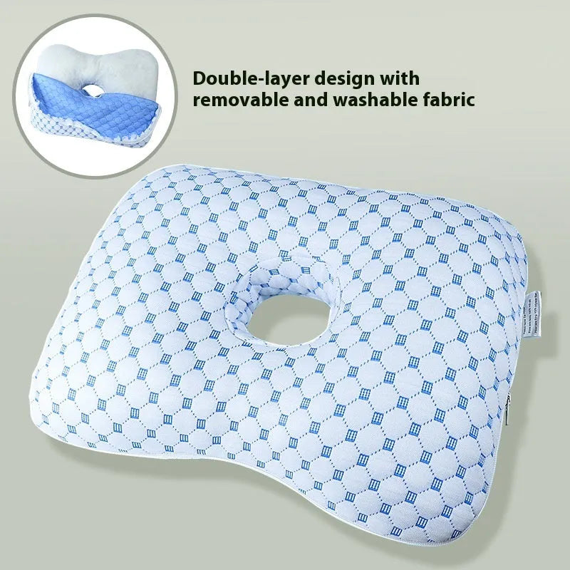 Beauty salon single hole ear pillow for adults in New Chinese style, measuring 39 by 28 by 6 centimetres.