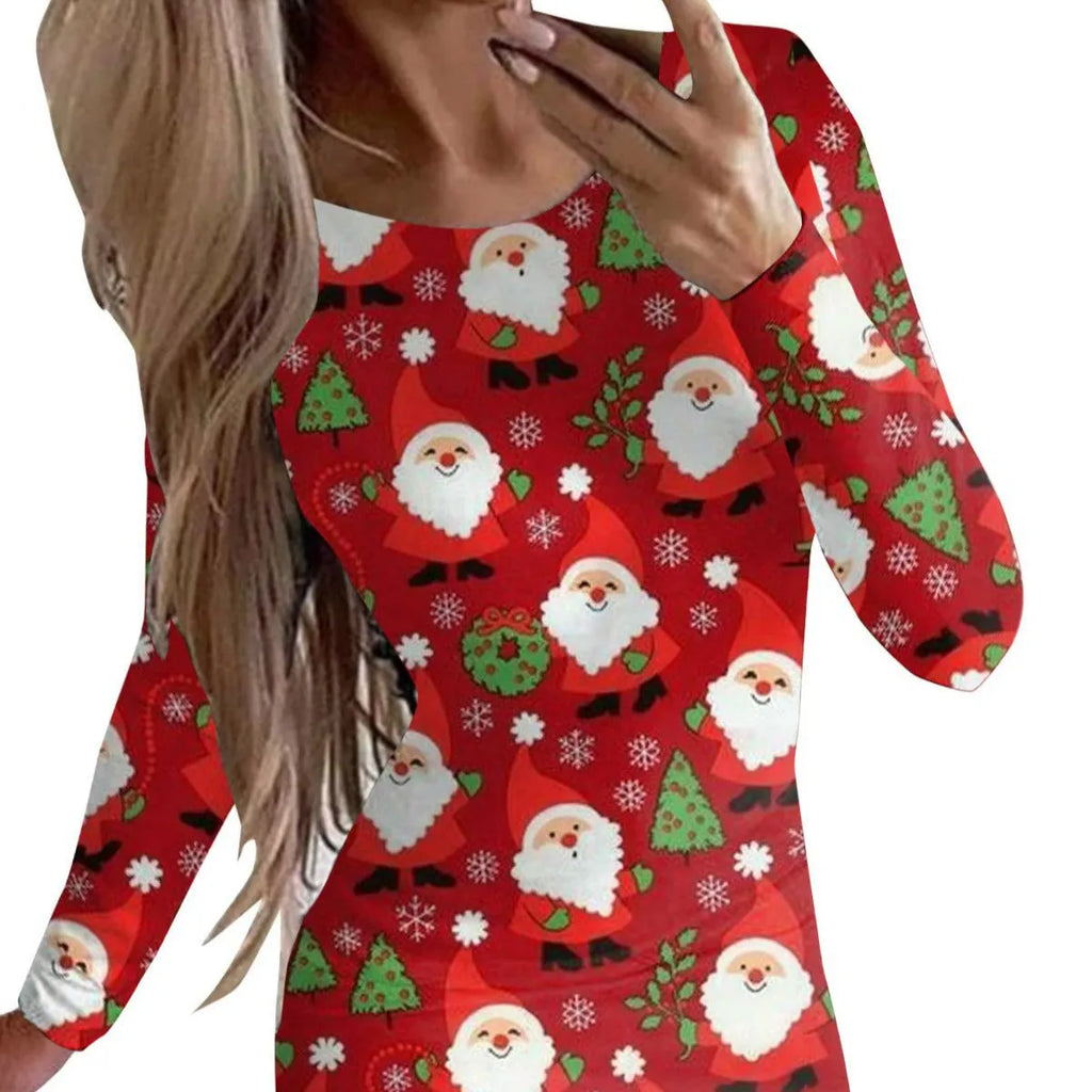 Women's printed Christmas dress with animal pattern in floral colour options