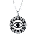 Copper electroplated Devil's Eye pendant necklace with a detailed cross chain for women.