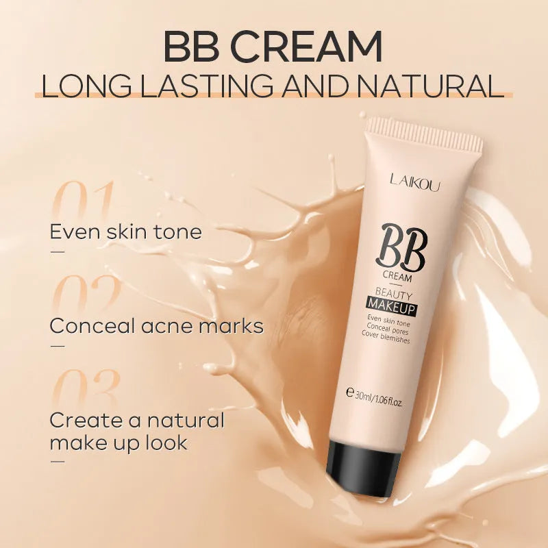 Natural Makeup BB Cream 30ml tube showing nine colour shades including ivory, medium skin, wheat, chocolate, and brown tones
