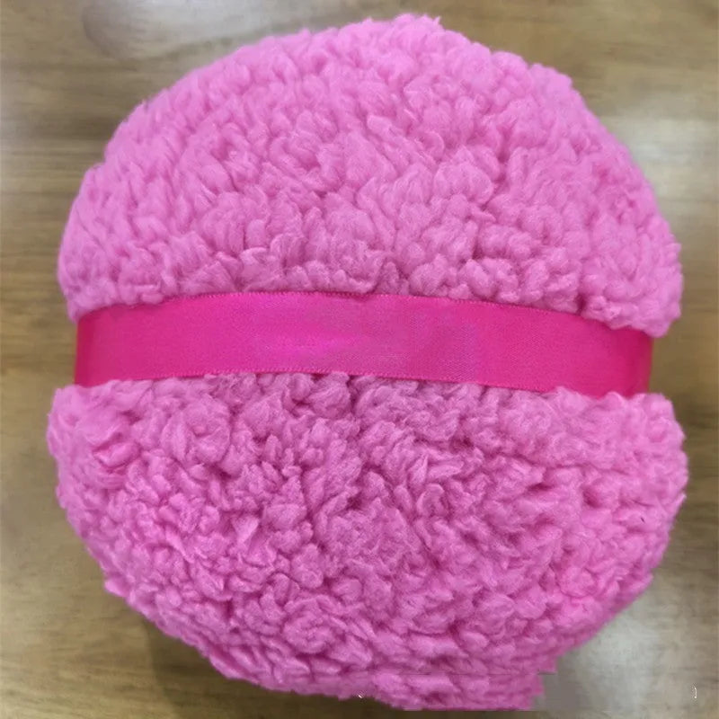 Oversized plush powder puff 150x75mm in pink, white, and skin colour options
