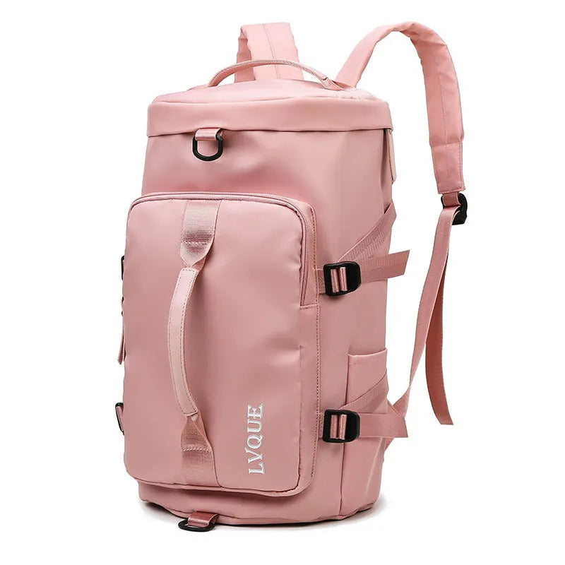Waterproof nylon gym backpack with separate shoe compartment and combination lock in multiple colour options