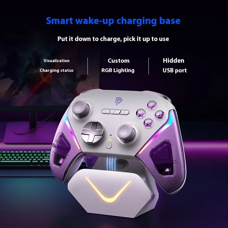 Rocker Smart Startstop Charging Base for wireless game controllers in black, green, or purple