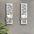 Silver mirror glass wall hanging candle holder pair for living room decoration
