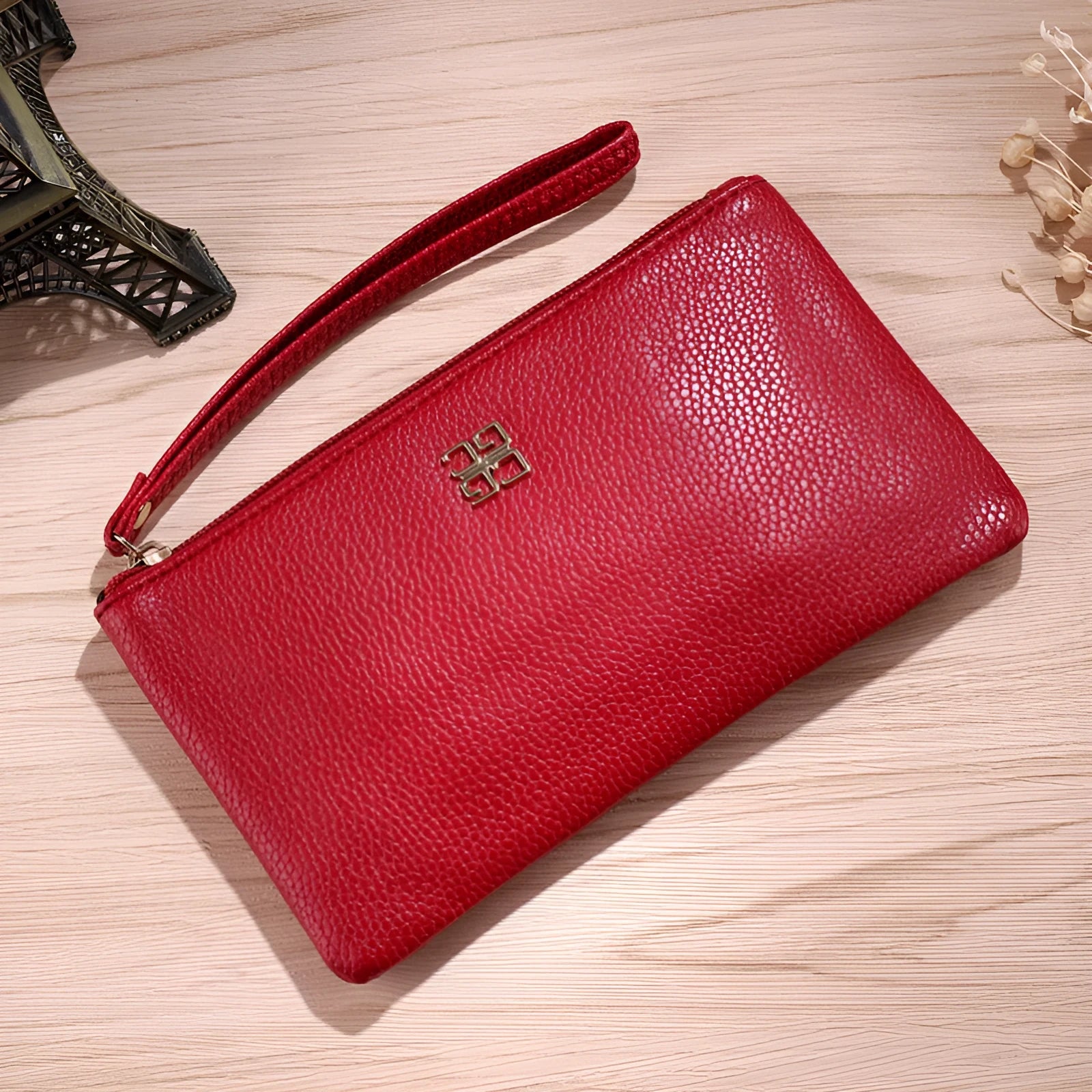 55-inch long PU leather phone wallet handbag with zipper closure in multiple colour options