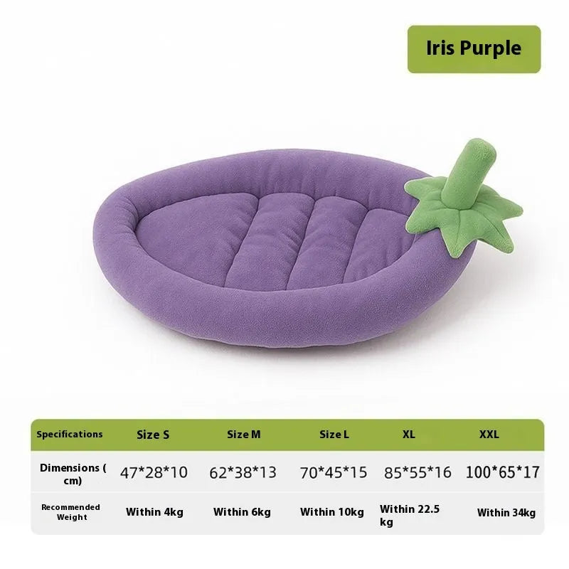 Washable cloth dog mat shown in purple, sized for a medium dog crate.