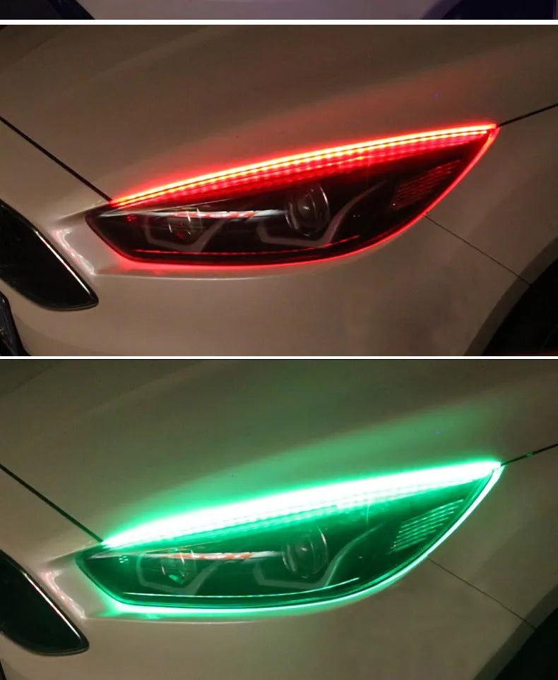 RGB colour LED daytime running light strip with remote control in 30cm, 45cm, and 60cm sizes