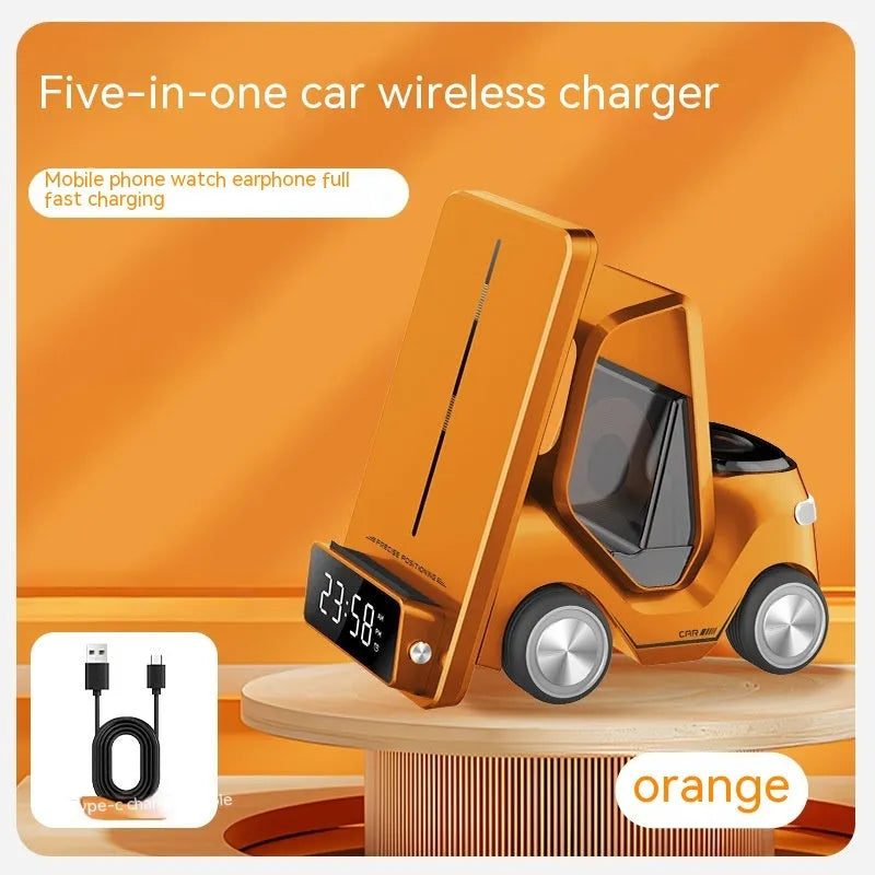15W three-in-one wireless charging bracket for smartphones with Qi charging and USB ports