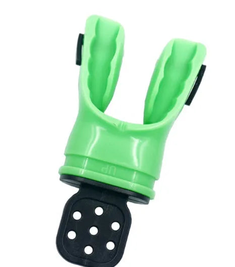 Edible silicone diving mouthpiece in multiple colour options showing 110mm length