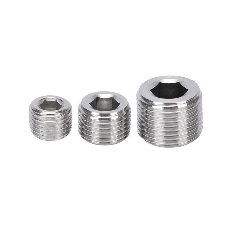 Stainless steel hexagonal pipe plug bulkhead fitting for 3/8 inch threads