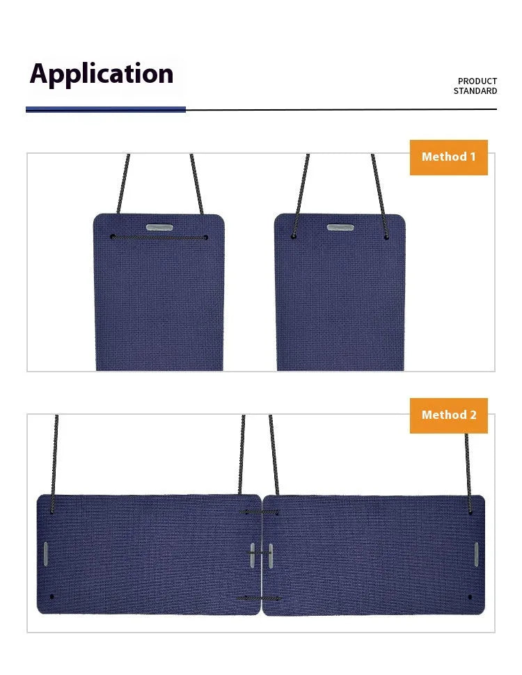 Blue and grey EVA marine fenders showing two size options for boat hull protection