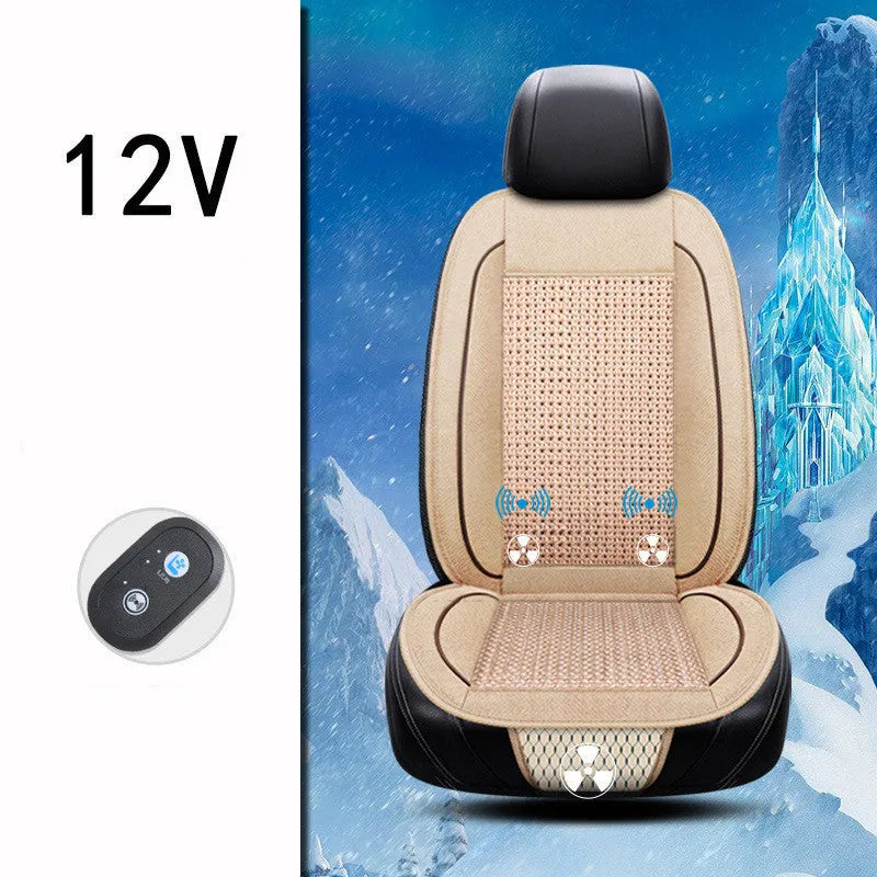 Square black car ventilation seat cushion with power cord for 12V or 24V systems