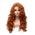 Brown long wavy curly synthetic wig with instant noodles fluffy texture for cosplay
