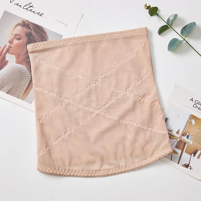 Mesh belly band body sculpting strap for postpartum waist trimming in black or skin colour