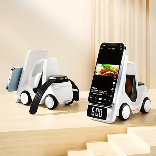 15W three-in-one wireless charging bracket for smartphones with Qi charging and USB ports