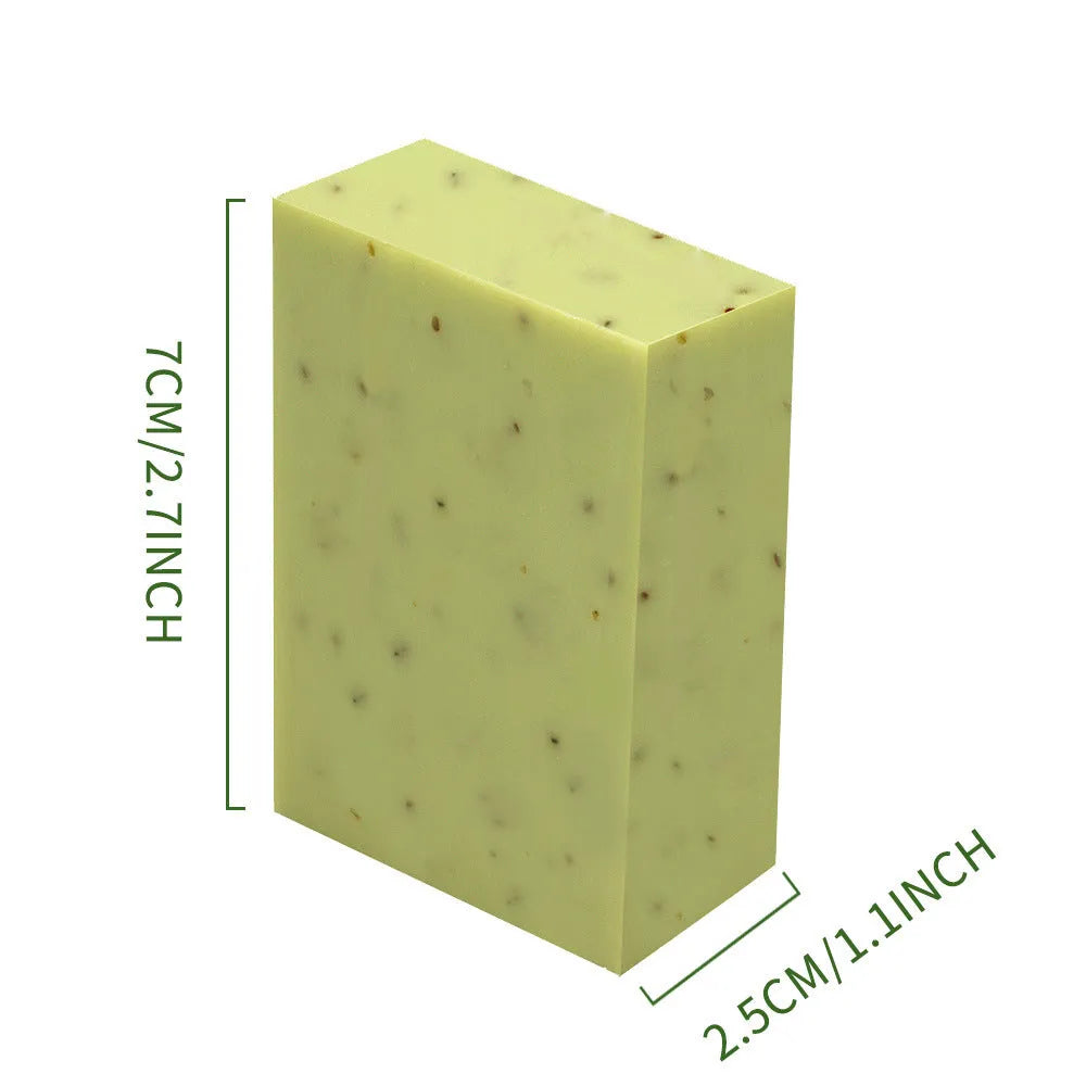 Frosted handmade essential oil soap bar in coconut, green tea, lavender, or rose scent
