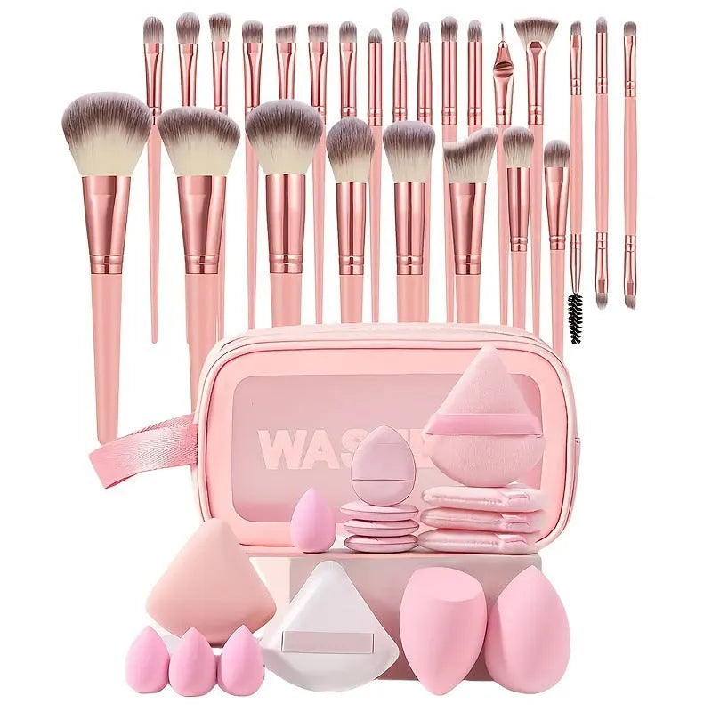 40-piece hydrophilic non-latex makeup sponge beauty tool set in brown pink purple colour options