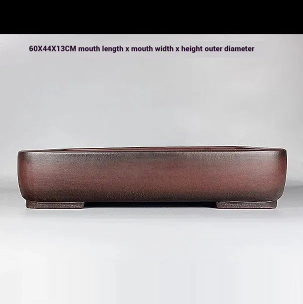 Handmade rectangular antique purple clay flower pot measuring 60x44cm