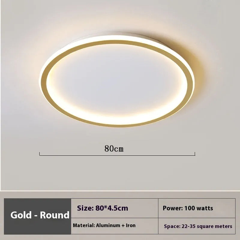 Minimalist modern ceiling lamp in black, white, or gold finish with adjustable lighting and dimming control